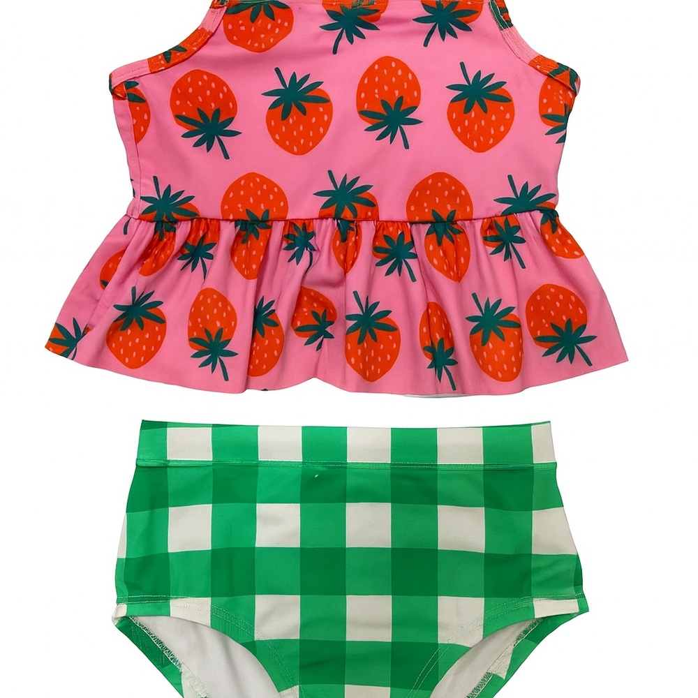 Hanna Andersson Pink and Green Kids Swim Set